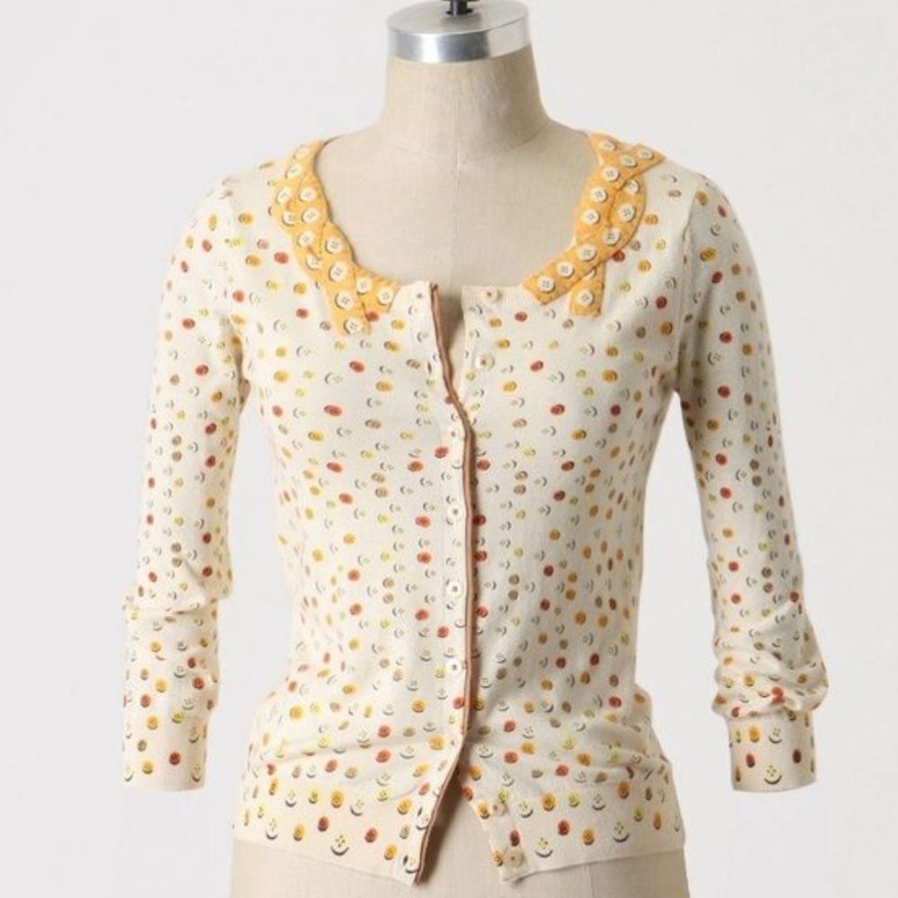 Anthropologie button print cardigan size large